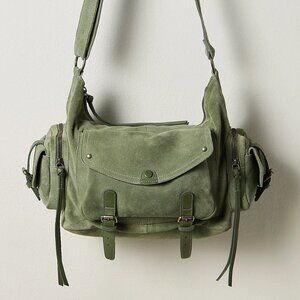 FREE PEOPLE Palermo Suede Shoulder Bag In French Green NWT